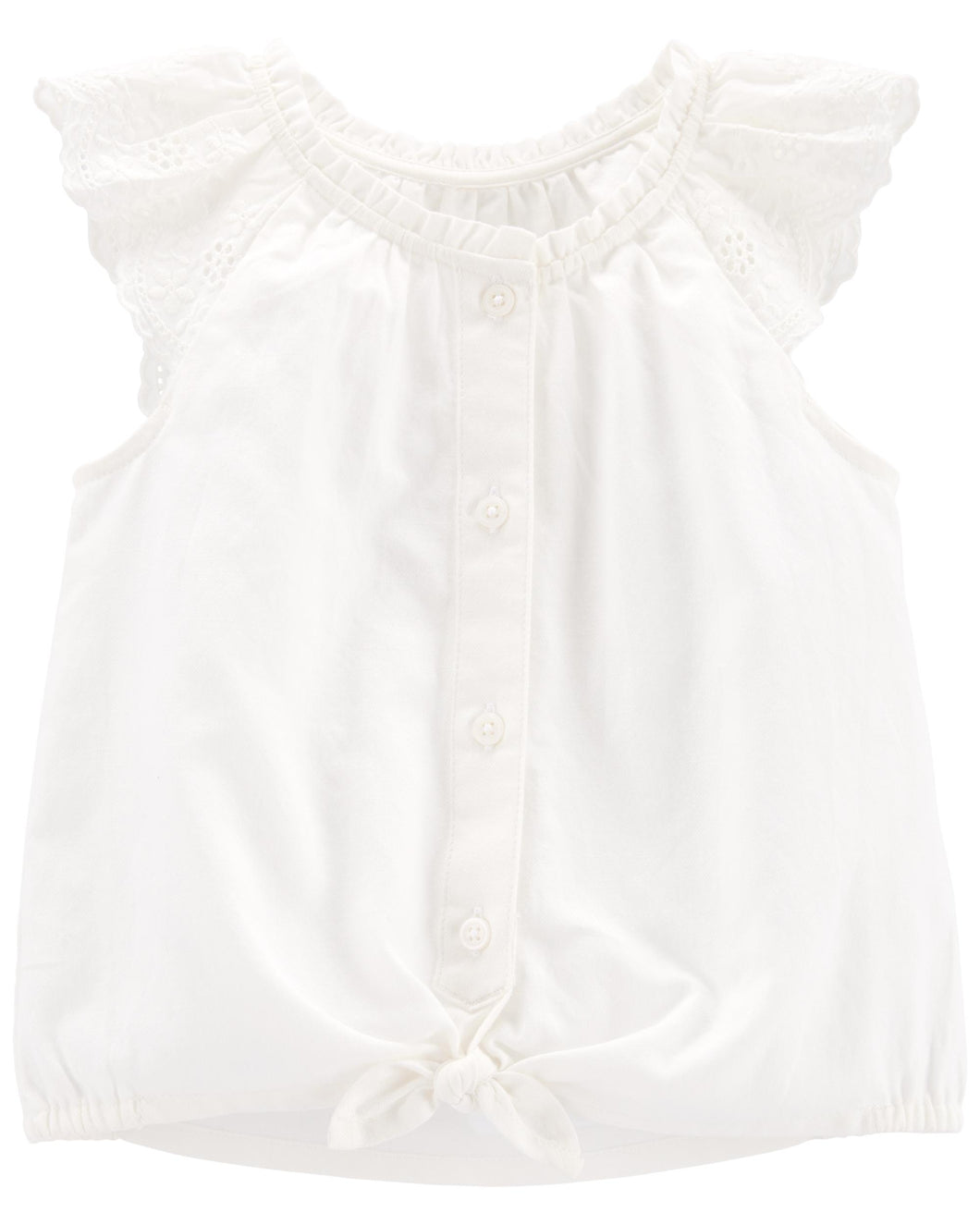 Tie-Hem Ruffle Top / Camisa Top Blanca con volantes y dobladillo anudado 3 Años