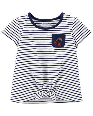 Tshirt - Tie-Front Top / Camisa Rayas Azules Top con lazo en el frente 3 y 4 años