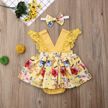 Cargar imagen en el visor de la galería, Yellow Baby Dress Summer Flowers Amarillos