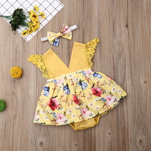 Cargar imagen en el visor de la galería, Yellow Baby Dress Summer Flowers Amarillos