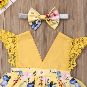 Yellow Baby Dress Summer Flowers Amarillos